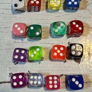 White Dice Charm, Lucky Dice Charm, Game Dice Charm, Casino Charm, Dice Pendant, Blue Dice, Green Dice, Pink Dice, Black Dice 13x13x13mm