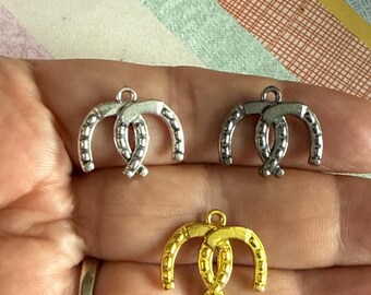 Double Horseshoe Charm: Good Luck Talisman (17x20mm)