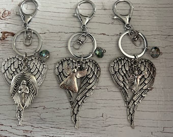 Smile Angel Pewter Keychain - Inspirational Charm Keyring For Women & Men, Gold Tone - View #5