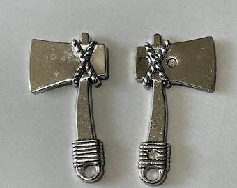 Antique Silver Axe Charm, Jewelry Making (41x21mm)