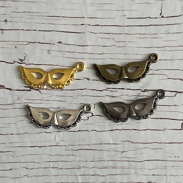 Antique Bronze Masquerade, Party Mask Charms, Gold Masquerade Charm, Silver Mardi Gras Charm, Gun Metal Party Mask, Face Guard 31*12mm