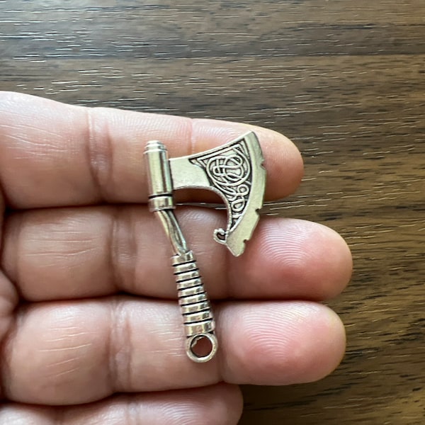 Viking Axe Charms, Axe Charms,  Ax charms, Double Side Axe Pendant, Silver Ax Charm, Antique Silver Tibetan Jewelry, 3D Axe 43x24mm