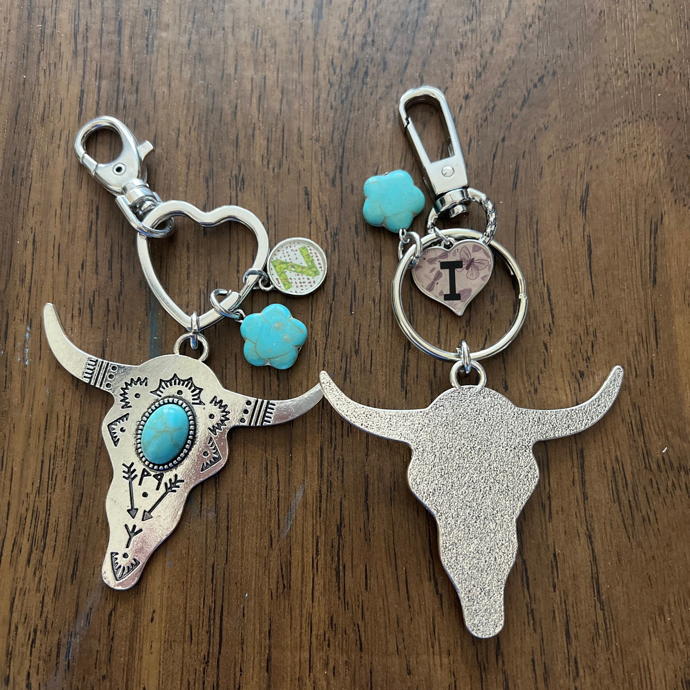 Texas Bull Longhorn Keychain, Western Style Keychain, Handbag Charm ...