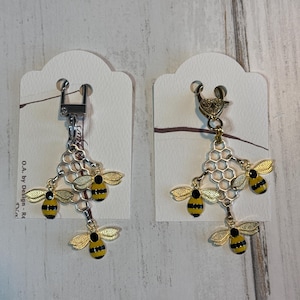 Beehive Zipper Pull, Bumble Bee Zipper Pull, Honeycomb Zipper Pull, Enamel Bee Charm, Gold Bee Charm, Bee Cluster Zipper, Honey Bee Charm