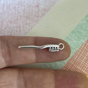 Toothbrush charms, Toothbrush, Silver Toothbrush, 3D Toothbrush, Brush, Dentist Tool, Cleaning Tool, Teeth Cleaning Tool 29x13mm