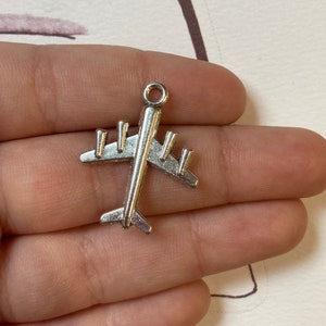 5 pcs Airplane Charms, Sliver Airplane Charms, Antique Tibetan silver, Airplane plane charm pendants 27*21mm, Jewelry making Pendants