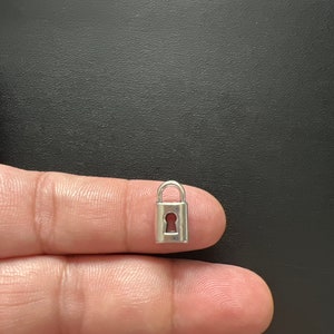 Tiny Lock Charm, Antique silver lock charm, Silver lock charm, Lock Charm, Valentine&#39;s Charm, Double Sided Lock Charm  14*8mm