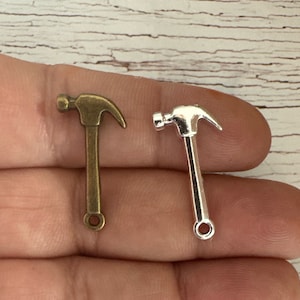Bronze Tool Hammer Charms, Tool Charm, 3D Hammer Charms, Hammer Alloy Charms, Bronze Charms, Hammer Jewelry, Silver Hammer 25*12mm