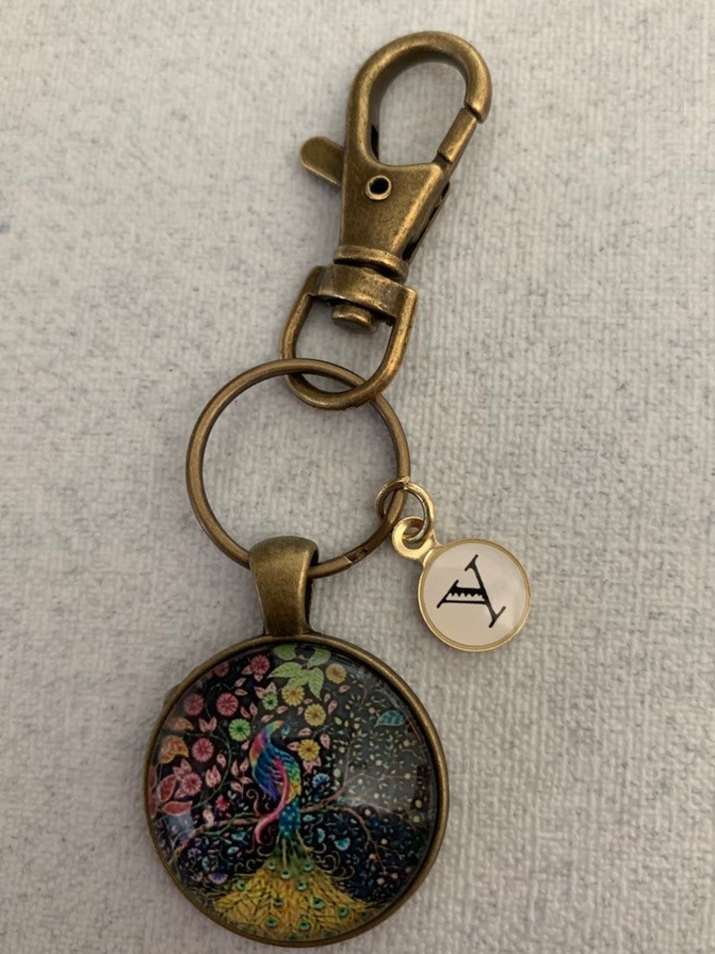 Blue Peacock Keychain Colorful Peacock Keychain Peacock Etsy