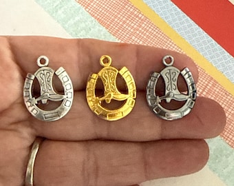 Horseshoe Boot Charm: Good Luck Talisman (24x18mm)