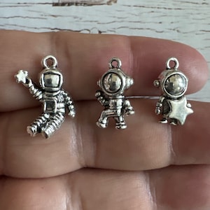 2D Astronaut, 3D Astronaut, Space Man Charms, Astronaut Charms, Silver Outer Space Charms 22x18/ 18x10x7/ 18x11x7 mm
