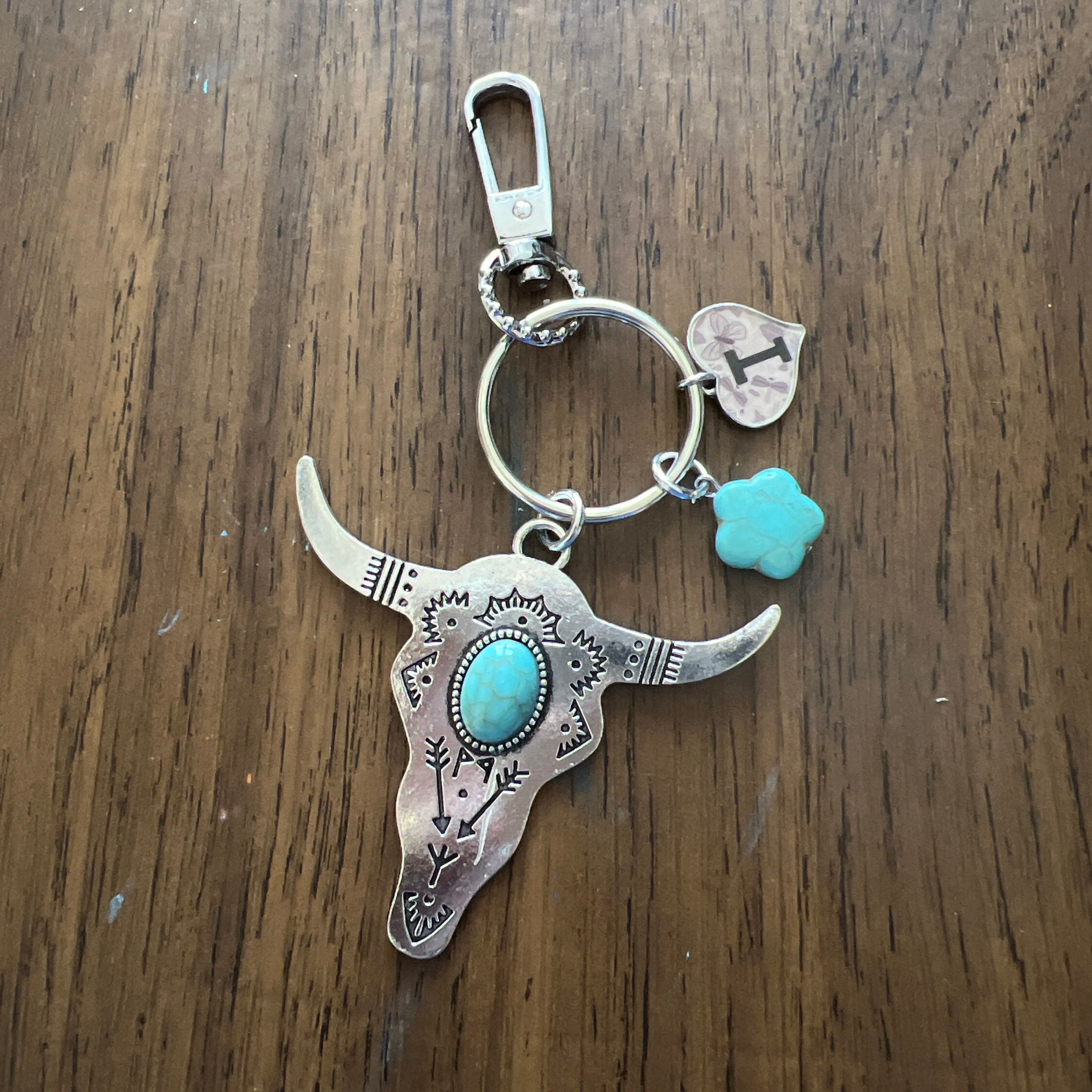 Texas Bull Longhorn Keychain, Western Style Keychain, Handbag Charm ...