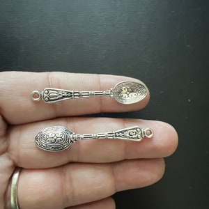 Antique Silver Soup Spoon Pendants Charms 12x41mm Set of 20 A7840
