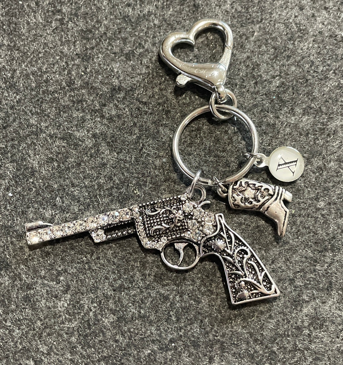 Rhinestone Gun Keychain Western Style Keychain Handbag Etsy