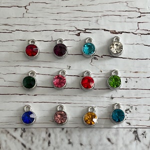 Birthstone Charms, Birth Stones, Silver Birth Crystal Charms, Colorful Crystal Charms 10*7mm