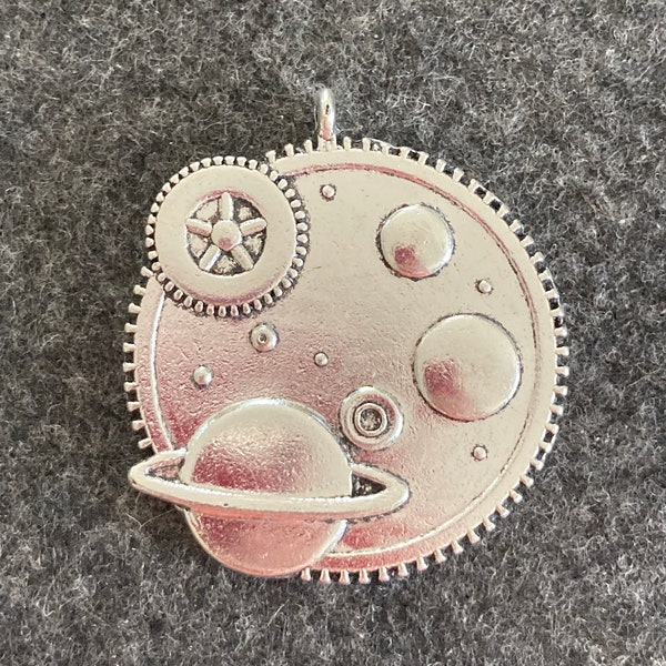 Solar system galaxy charms, Antique silver solar system galaxy pendant, Silver Planets Pendant, Science Charms, Outer Space Pendants, Galaxy