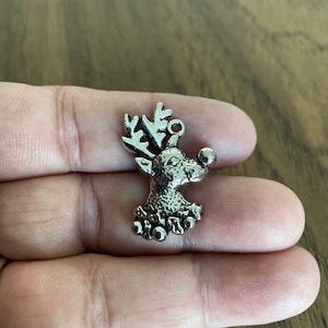 Deer Charm, Christmas Charms, Snow flower Deer Tree series charms, Silver Deer pendant, Animal Charm 29*19mm