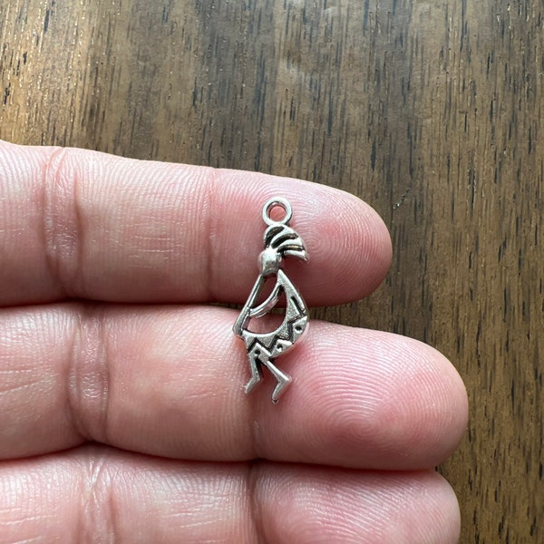 Antique Silver Native Kokopelli charm, Kokopelli Charm, Fertility Deity Charm, Native Kokopelli, Native Flute Player  24*9mm