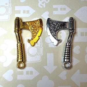 Viking Axe Charms, Axe Charms,  Ax charms, Double Side Axe Pendant, Silver Ax Charm, Antique Silver Tibetan Jewelry, 3D Axe 43x24mm