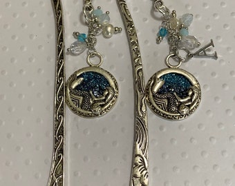 Mermaid Bookmark, Metal Bookmark, Blue Bookmarks, Mermaid Jewelry, Bookmarks