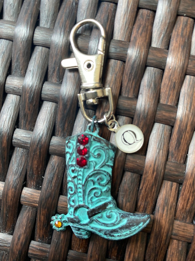 Blue Patina Cowboy Boot Zipper Pull Rhinestone Zipper Pull Etsy