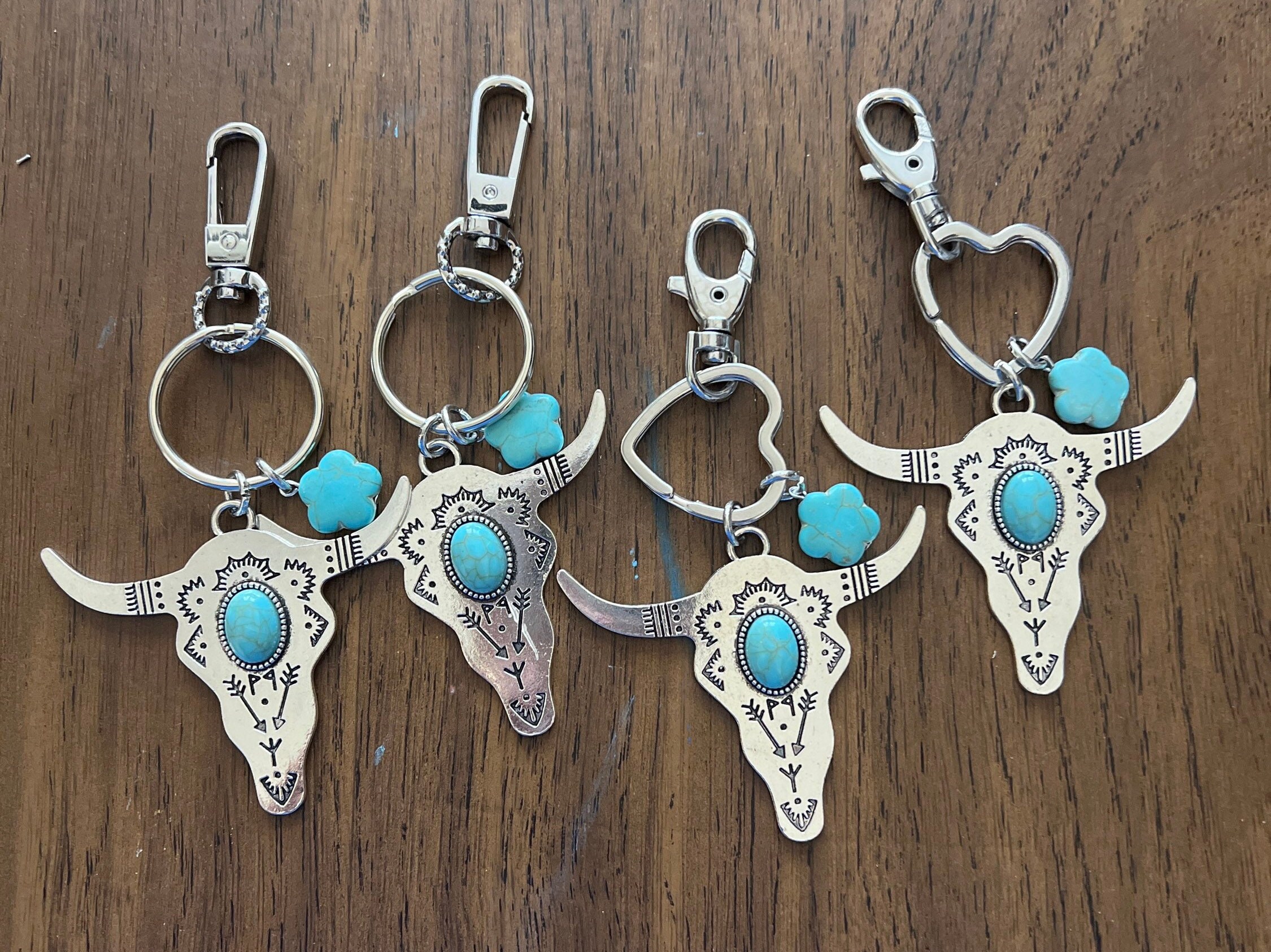 Texas Bull Longhorn Keychain, Western Style Keychain, Handbag Charm ...
