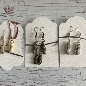 Bronze Peanut Earring, Gold Peanut Earring, Circus Earring, Fair Earring, Festival Earring, Nut Earring, Silver Peanut Earrings, Food  Charm