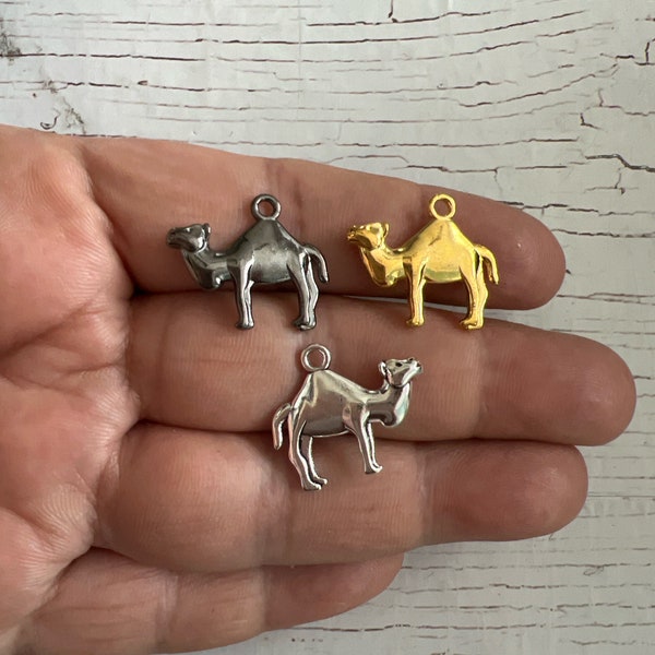 Gold Camel Charms, Vintage Silver Desert Camel Charm, Camel Charms, Silver Camel Charms, Double Sided Camel Charm, Gun Metal Charm 19x23 mm