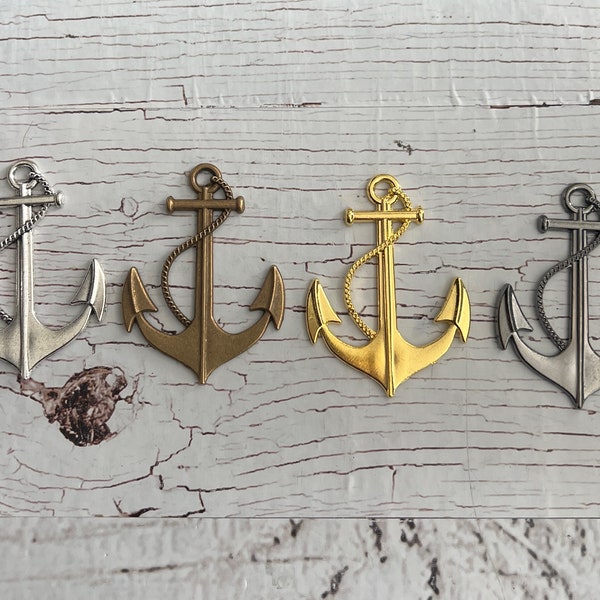 Anchor Rope Sea Charm, Anchor Rope Sea Charm, Gold Anchor, Gun Metal Anchor, Anchor Pendant, Nautical , Silver Anchor, Bronze Anchor 55*40mm