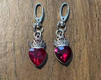 Red Rhinestone Heart Pendant Zipper Pull, Rhinestone Zipper Pull, Red Heart Purse Charm, Backpack Charm, Planner Charm, Evie Zipper Pull