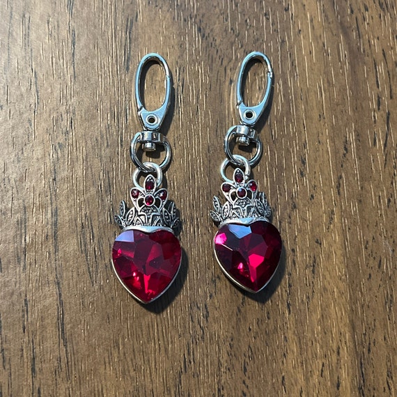 Red Rhinestone Heart Pendant Zipper Pull Rhinestone Zipper Pull