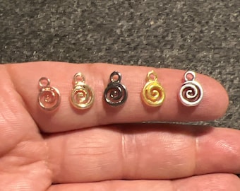 Spiral Screw Helix Spire Volution Charms, Vintage Tibetan charms, Antique Silver Spiral, Single Spiral Charms, Screw Helix Charms 12x8 mm