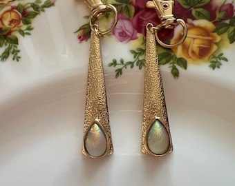 Iridescent Shell Teardrop Zipper Pull, Gold Purse Charm
