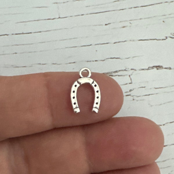 Lucky Horseshoe Charm, Good Luck Talisman Charm,  Silver Charm, Horseshoe Charm, Good Luck Charm, Talisman Charm, Lucky Charm 14x9mm