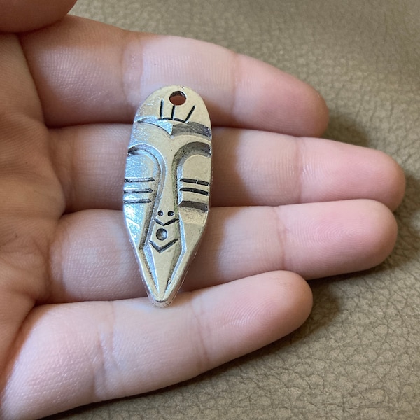 Tiki Tribal Mask Charms, Zinc Alloy Tiki Charms, Tribal Mask Charms, Silver Tiki Charms,  Tribal Charms, Tiki Pendants