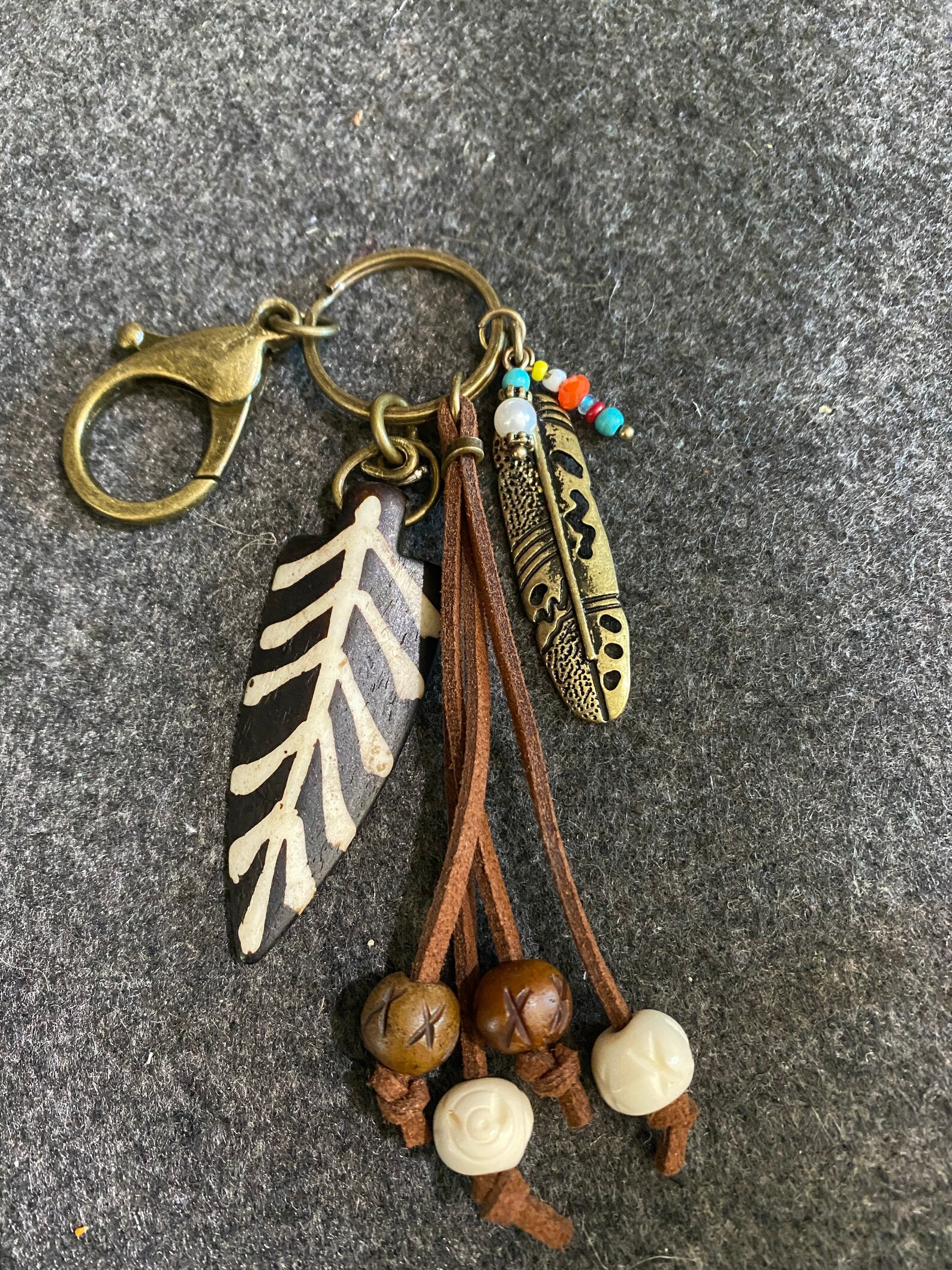 Bone Arrowhead Keychain Brown Arrowhead Keychain Native Etsy