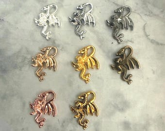 3D Dragon Charms, Double Sided Animal Pendants (21x14mm)
