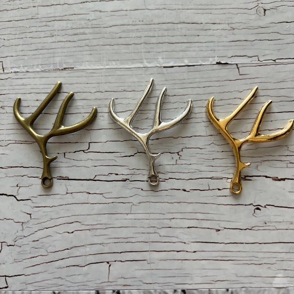 Deer Antler Charms,  Antique Tibetan silver Deer Antler charm, Antler pendant, Silver Antler Charm, Gold Antler Charm, Bronze Antler 51*40mm