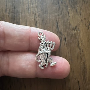 Satan Charms, Silver Demon Charm,  Devil Charm, Double sided Devil Charm, Silver Devil Charm, Halloween Pendants 26*15mm