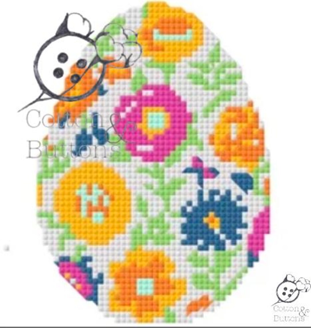 Floral Easter Egg Mod Cross Stitch Pattern Chart Needleworking Digital ...