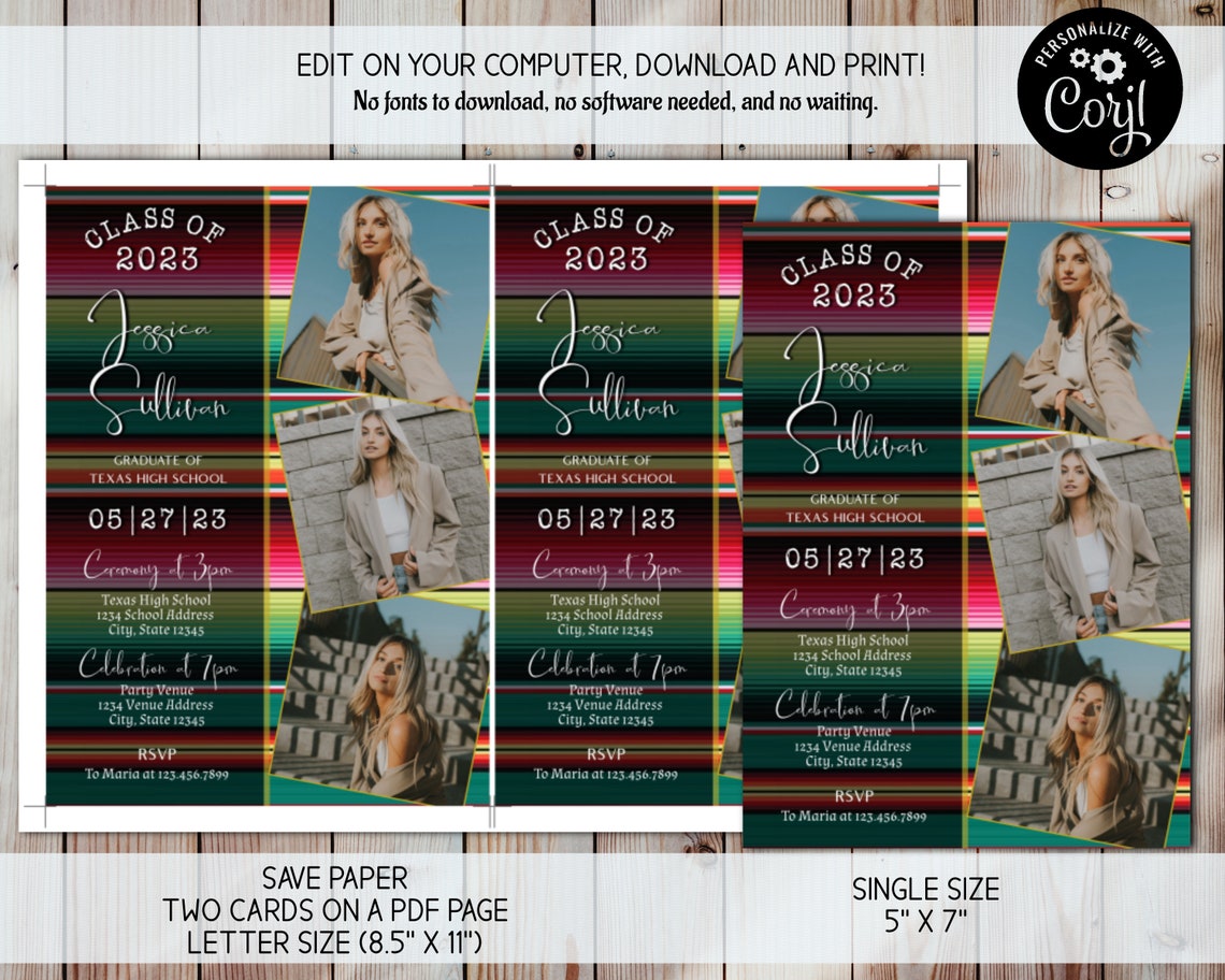 Fiesta Graduation Invitation Editable Fiesta Invite, Grad Fiesta Party ...