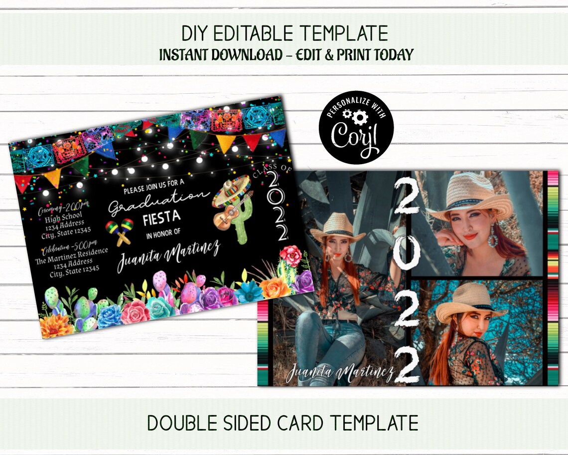 Fiesta Graduation Invitation Editable Fiesta Invite Grad - Etsy