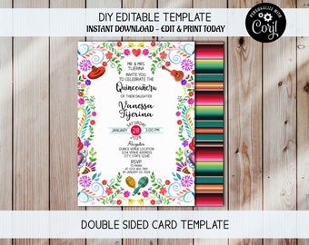 Fiesta Quince Invite, 15th Birthday Invite, Quince Photo Invite, Fifteenth Birthday, Quinceañera Invite, Quince Anos, Mexican Theme Invite