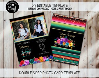 Mis Quince Anos, 15th Birthday Invite, Photo Invite, Mis Quince Invite, Fiesta Theme Invite, Quinceanera Invitation, Mexican Theme Invite