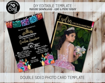 写真マルメロの招待、フィエスタ キンセアニェラの招待、15 歳の女の子の誕生日、編集可能な招待状、メキシコのテーマの招待、ミス クインセ アノスの招待、