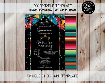 Mis Quince Anos, 15th Birthday Invite, Photo Invite, Mis Quince Invite, Fiesta Theme Invite, Quinceanera Invitation, Mexican Theme Invite
