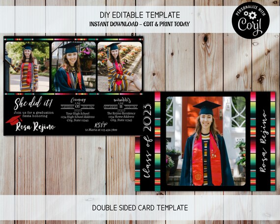Fiesta Graduation Invitation Editable Fiesta Invite, Grad Fiesta Party, Graduation Announcement, Photo Graduation Invite, Class of 2023