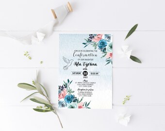 Confirmation Invitation Template Download, Printable Confirmation, Editable Confirmation Invite