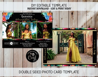 ミス キンセ アノス、15 歳の誕生日の招待状、写真の招待状、ミス キンセの招待状、フィエスタ テーマの招待状、キンセアネーラの招待状、メキシコのテーマの招待状