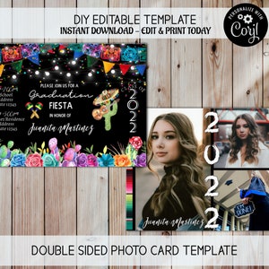 Fiesta Graduation Invitation Editable Fiesta Invite, Grad Fiesta Party, Graduation Announcement, Photo Graduation Invite, Fiesta Theme Party